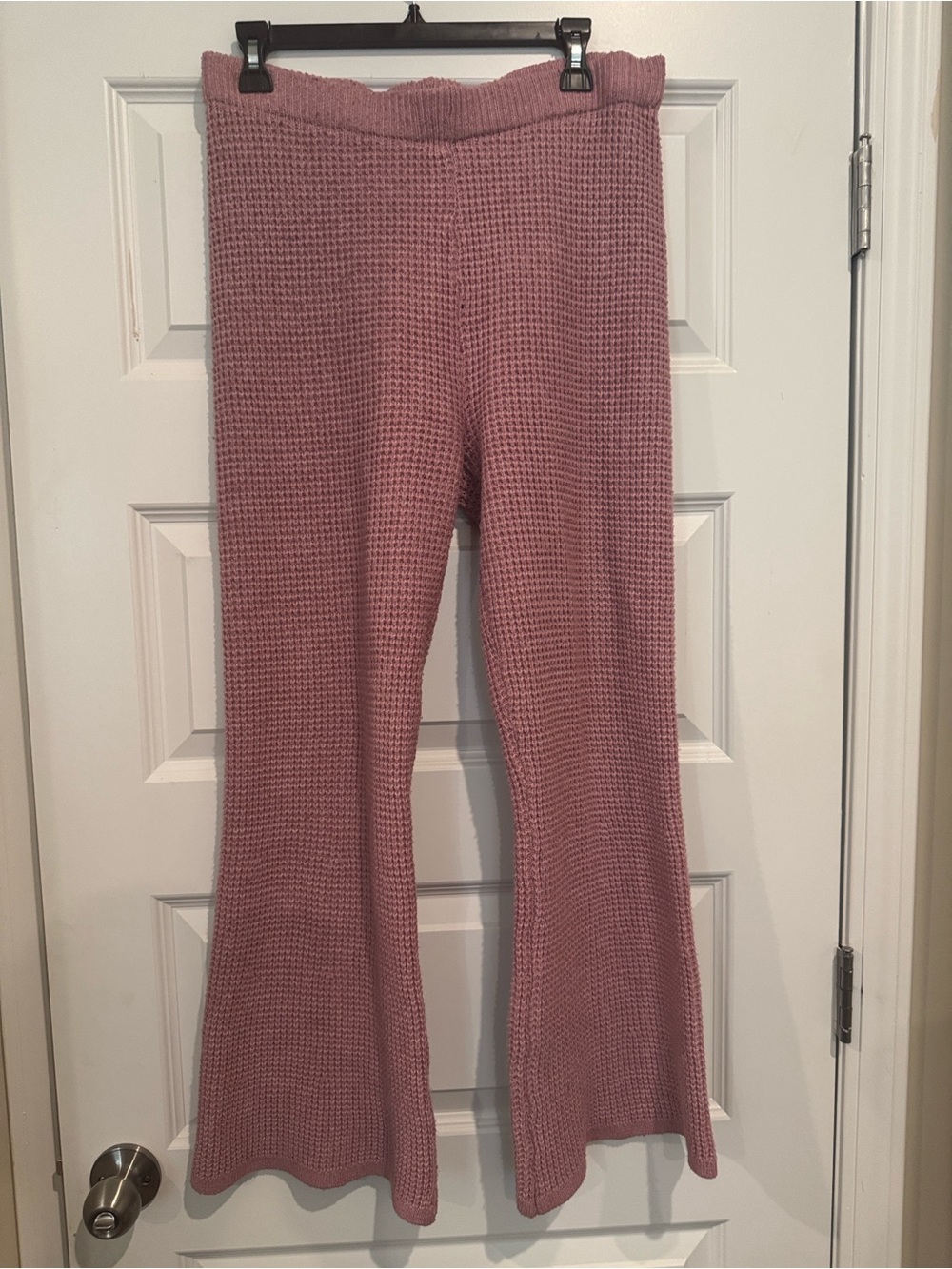 Sugar Moon Sweater Knit Flared Lounge Pants - Dusty Rose